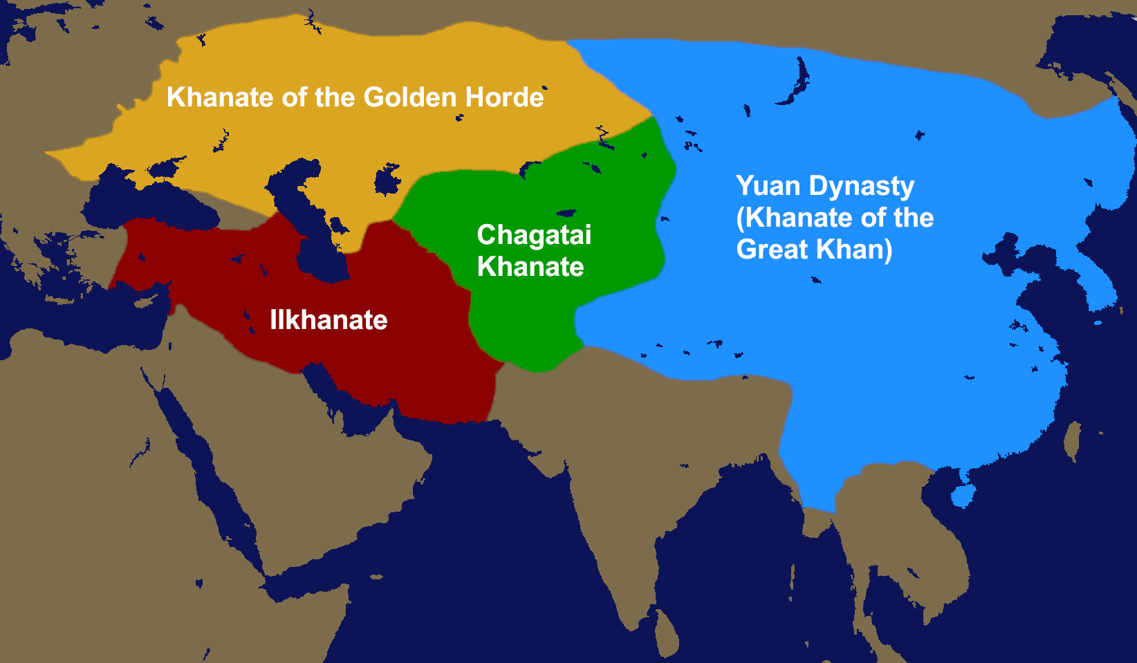 The Four Khanates of the Mongol Empire c. 1300 CE